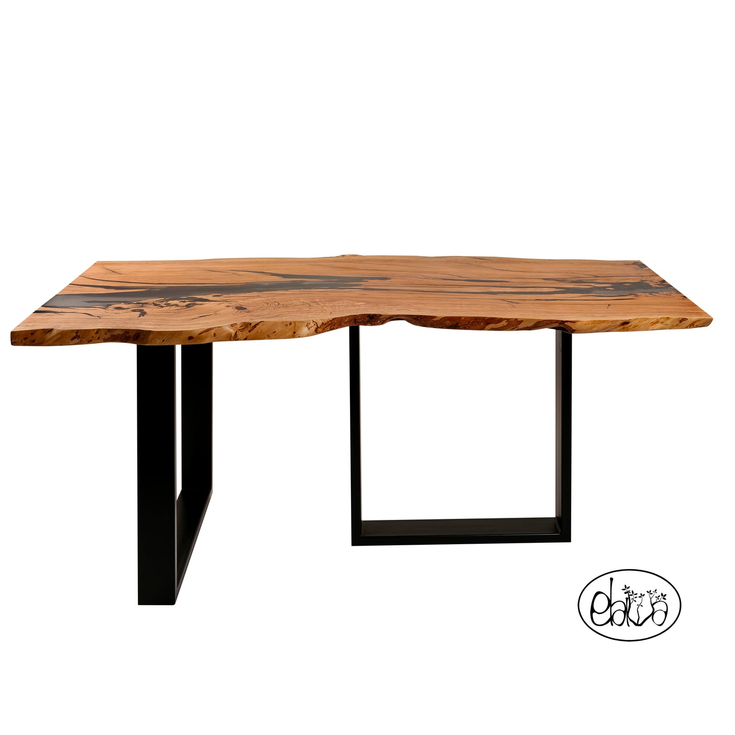 Tavolo "Eterno" in legno di Ulivo e Resina Fumé