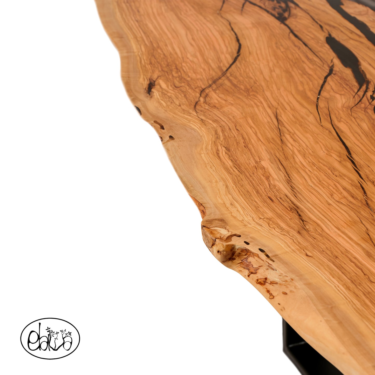 Tavolo "Eterno" in legno di Ulivo e Resina Fumé